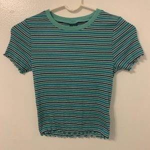 Striped Short Sleeve Lettuce Edge Baby T-Shirt.